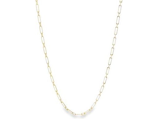18K Yellow Gold Paperclip Chain Necklace – 18 Inches